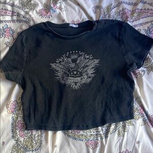 Garage Black Graphic Crop Top